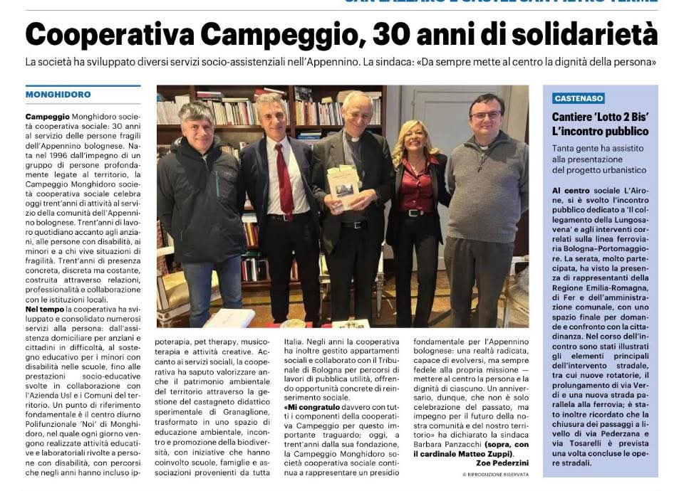 Immagine di copertina: Cooperativa Campeggio Monghidoro: 30 anni di solidarietà